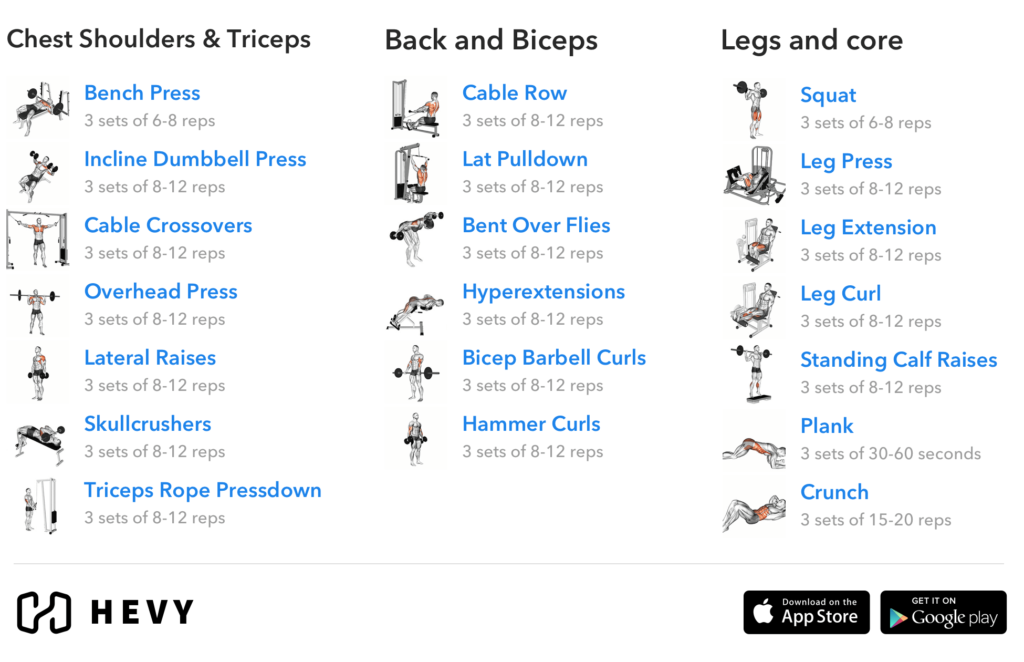 3er Split Trainingsplan Grafik