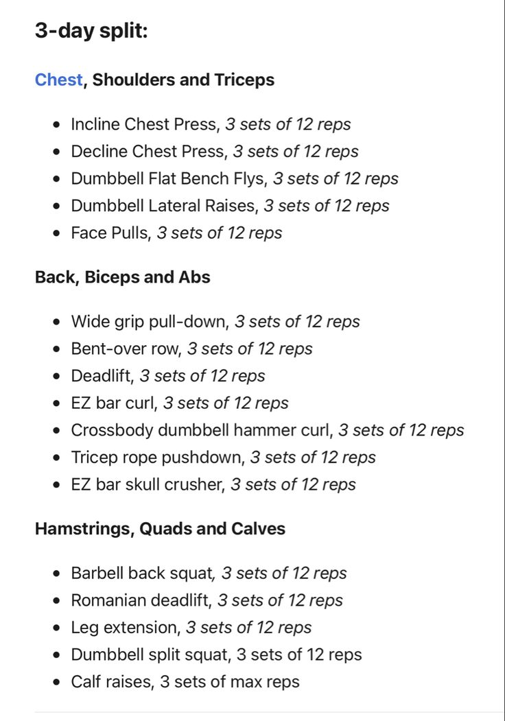 Trainingsplan 3er Split - Beispiel 2